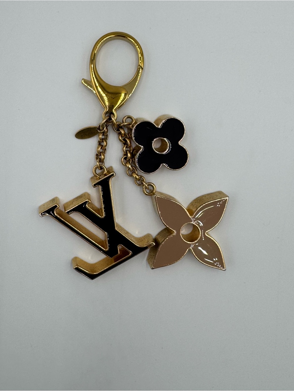 Louis Vuitton Fleur De Bag Charm in Gold Tone with Blush, Purple, and Black